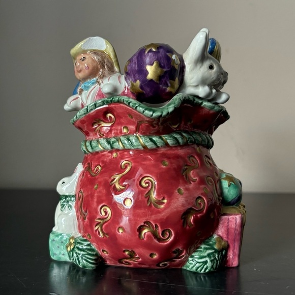 😍2/$20 Fitz & Floyd Christmas Holiday Santa Sleigh Gifts Mug Handcrafted - Picture 3 of 8